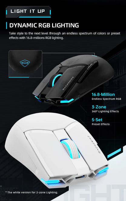 MACHENIKE M7 Pro Wireless Gaming Mouse PAW3395 26000 DPI RGB USB & 2.4GHz Rechargeable Gaming Mouse for PC & Laptop