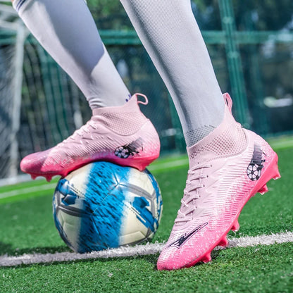 Fodboldstøvler til mænd og kvinder, high-top, skridsikre fodboldsneakers, åndbare futsal-træningssko til udendørs græs, ankelstøttende fodboldstøvler