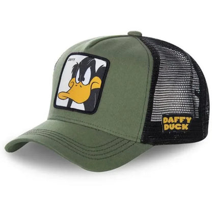 Unisex Anime Cartoon Cap Embroidered Patch Draw Baseball Cap Male Female Trucker Hat Mesh Hats Sun Hat
