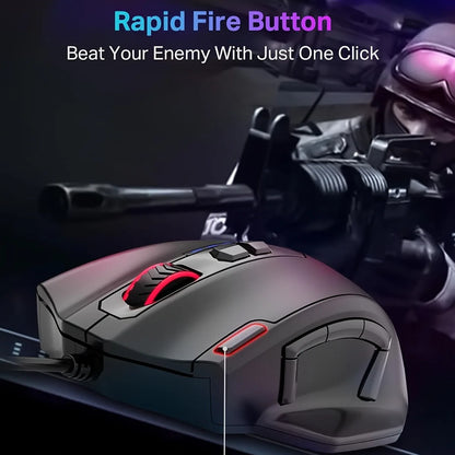 E-YOOSO X-41PRO kabelgebundene Maus, große Gaming-Maus mit RGB-Hintergrundbeleuchtung, 11 programmierbaren Seitentasten, Unterstützung für Computer, PC, Laptop und Mac