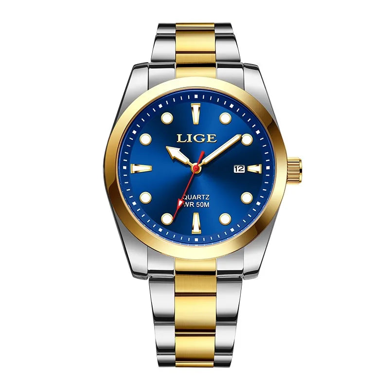 LIGE Top Brand Luxury Mens Watches Casual Business Watch Men Fashion Waterproof Military Men's Quartz Wristwatch Montre Homme