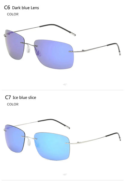 Titanium Frameless Polarized Sunglasses Driver Driving Night Vision Goggle Folding Ultra Light Color Film Titanium SunglassUV400