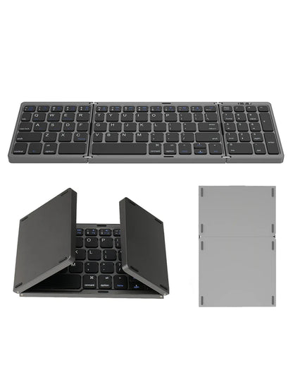 Teclado Bluetooth sem fios dobrável e recarregável para iPad, telemóvel, tablet, notebook e escritório — mini teclado sem fios