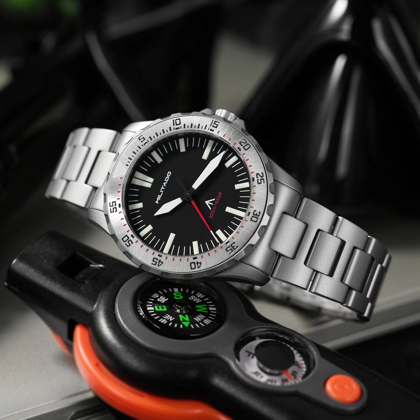 Militado Ml16 PVD Black Quartz Wrist Watches VH31/Ronda 515 39Mm Retro Watch Sapphire Luminous BGW9 200M Waterproof Dive Watch