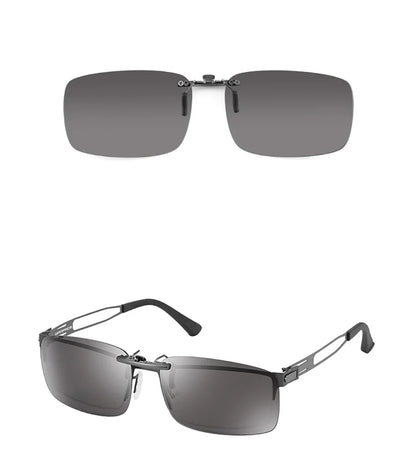 CAPONI New Sunglasses Clip For Men Square Polarized Photochromic Glasses Clip Flipped Up Protect Eyes Light Clip On Frame BS1282