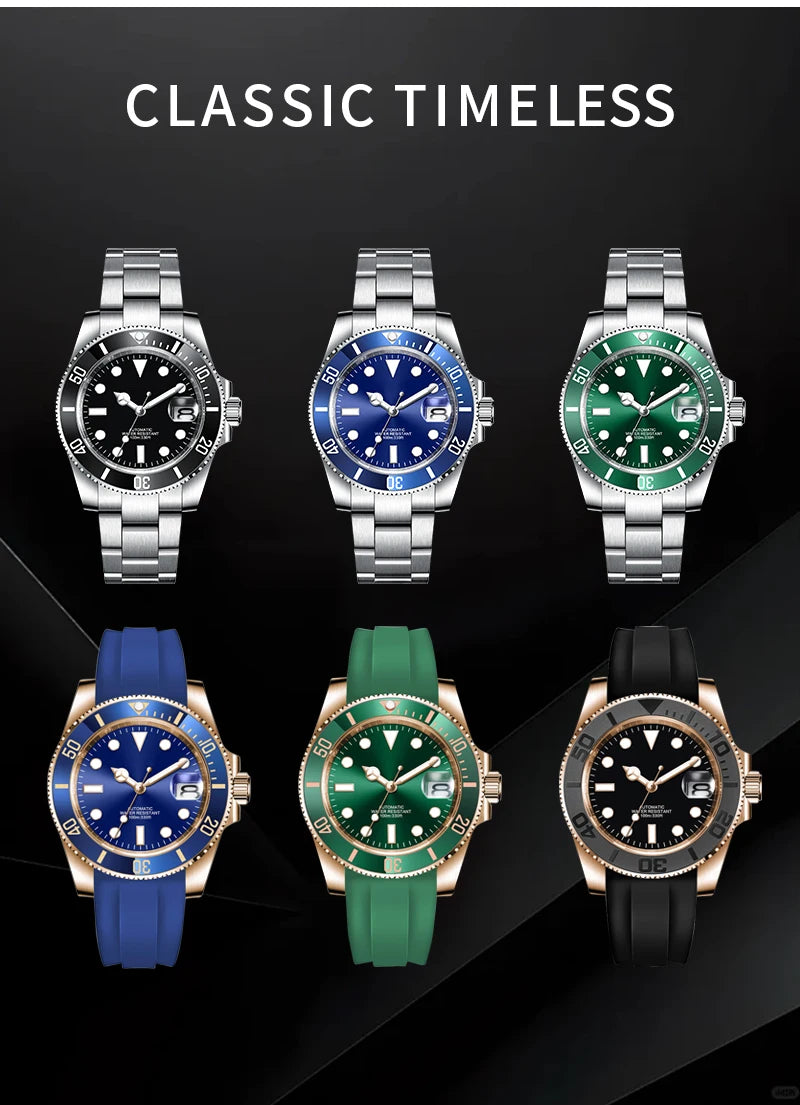 Customized Logo Reloj Men's Mechanical Automatic Wristwatch NH35 Movement 40mm Dial 100M Waterproof Sapphire Glass DIY Corgeut