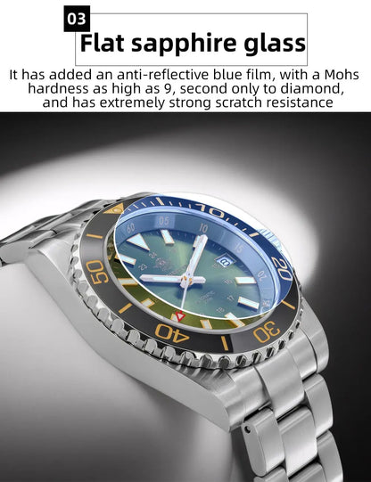 ADDIESDIVE Men's Diver's Watch 200m Sapphire Luminous Ceramic Bezel Men's Analog Mechanical Watch Stainless Steel Diving Watches