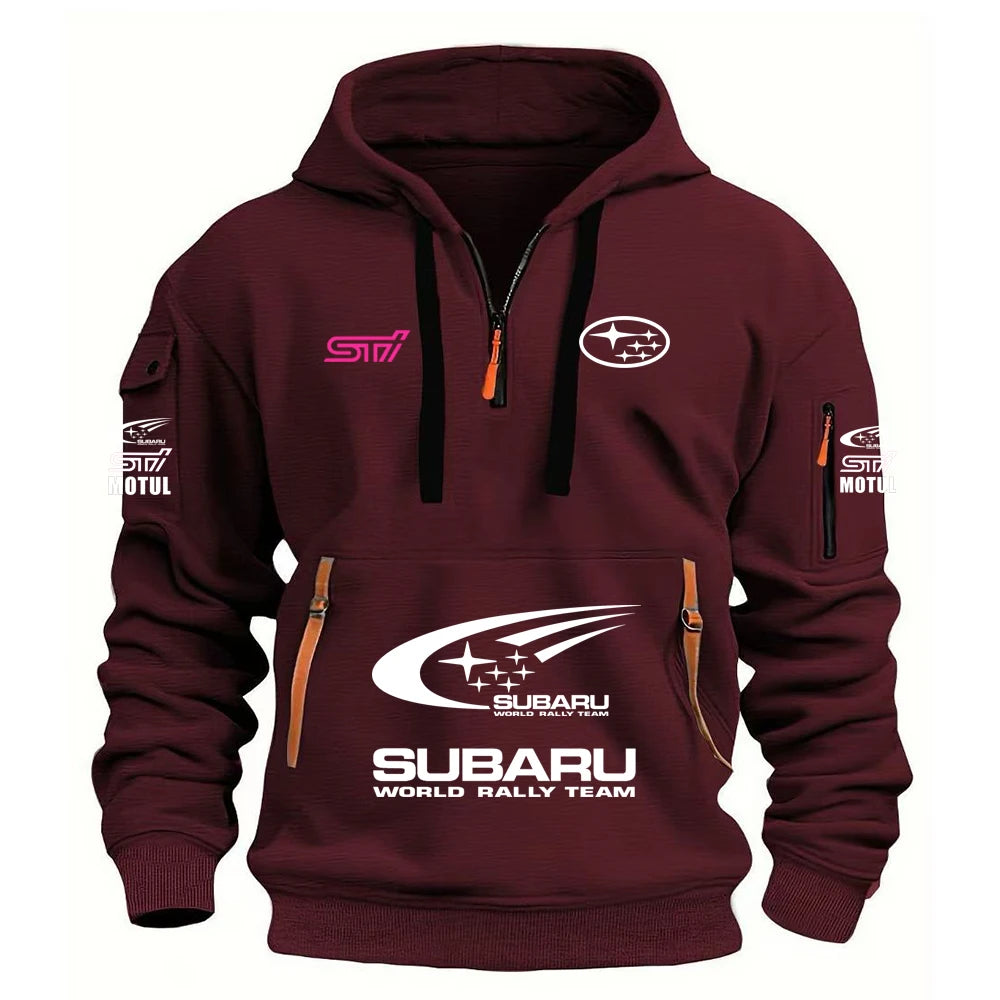 2026 New SUBARU Racing European Size Autumn/Winter Men's Hooded Kangaroo Pocket Hooded Sports Fleece Hoodie Top Coat, Produit gaming premium Fraquane