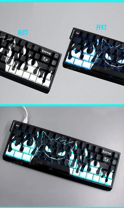 Grimace, Anime Side Carved Translucent Cherry Key Cap PBT 74 Key, 60/65/68 Layout Mechanical Keyboard