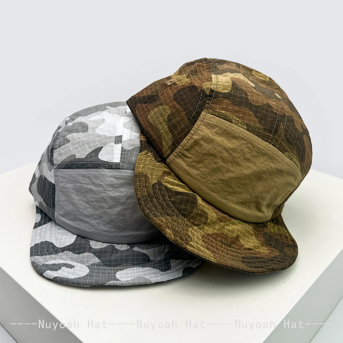 Unisex CAMO brzo sušeće vezene bejzbol kape s kapuljačom, s blokovima boja, prozračne, personalizirane, s izbočenim vrhom, višenamjenske