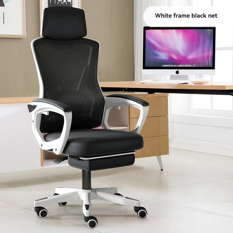 High Density Mesh Office Chair with Footrest, Ergonomic Home Office Chair, Adjustable Executive Swivel Chair with Comfortable Foam Seat