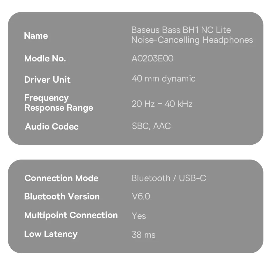 Casque sans fil Baseus ANC, écouteurs supra-auriculaires 80H, réduction de bruit à 95%, casque Bluetooth 6.0
