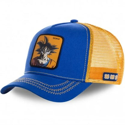 Dragon Ball Buu Goku sapka Nyári utazós csúcsos sapka Férfi hímzett hip-hop stílusú napellenzős állítható trucker hálós sapka