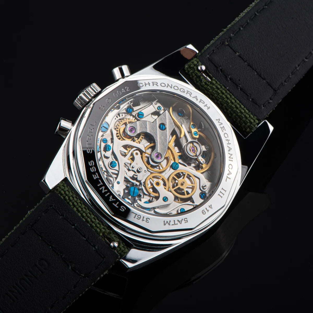 Sugess 37mm Men's Pilot Watches Original ST19 Chronograph Swanneck Mechanical Wristwatches Dome Sapphire Crystal Force Army 2024