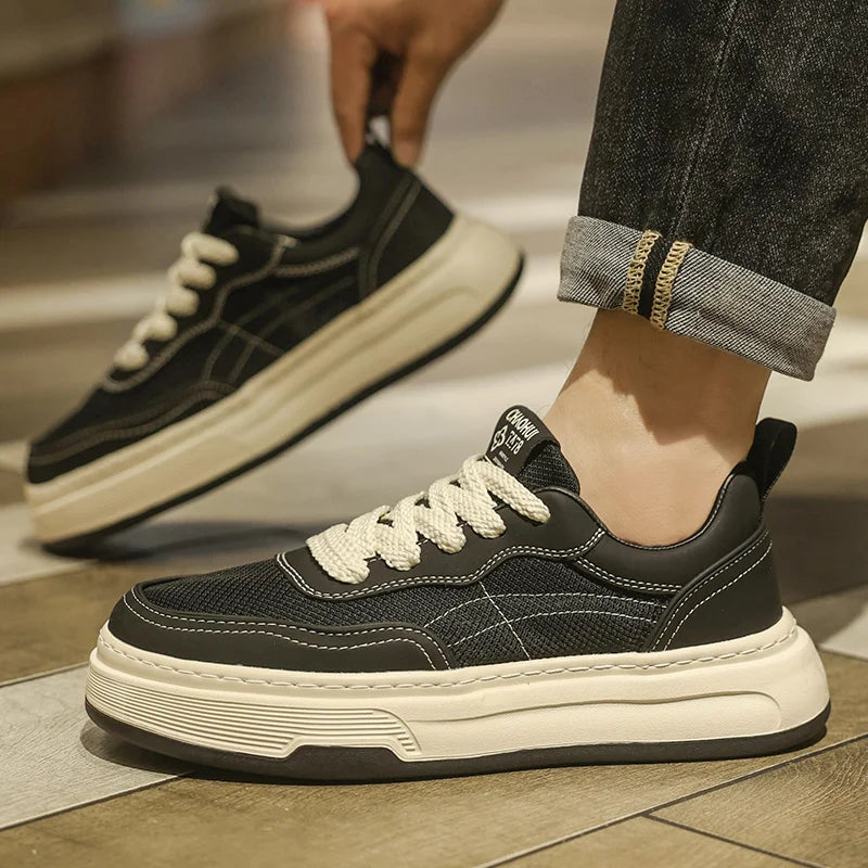 Ultralette, åndbare mesh-sneakers til mænd 2025 – moderigtige fritidssko med tyk sål, behagelige snøresko til daglig gang