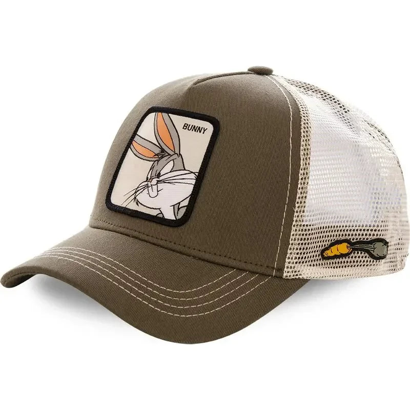 Unisex Anime Cartoon Cap Embroidered Patch Draw Baseball Cap Male Female Trucker Hat Mesh Hats Sun Hat