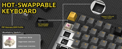 ATTACK SHARK X85 Pro 75% Mechanical Keyboard Wireless RGB Gaming Keyboard with Display Screen, Knob Control, Hot Swappable Gasket Mount, Bluetooth, 2.4GHz & Wired
