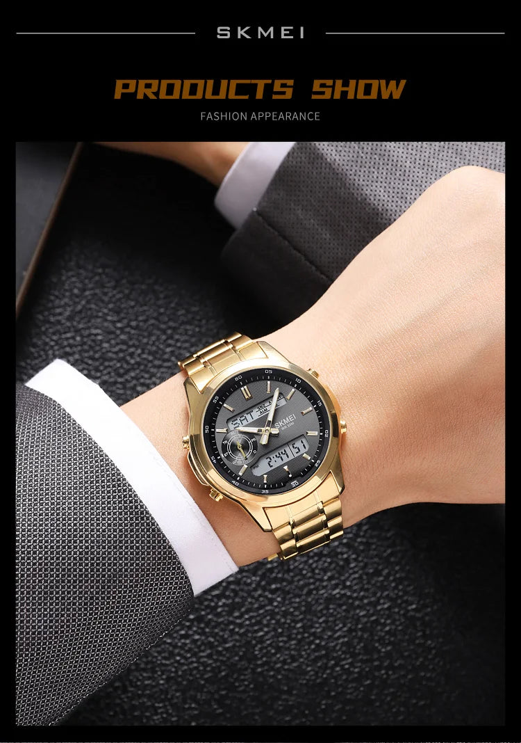 SKMEI 2284 Business Men's Electronic Multifunctional Dual Display Sports Waterproof Luminous Luxury Watch Digital Watch Reloj