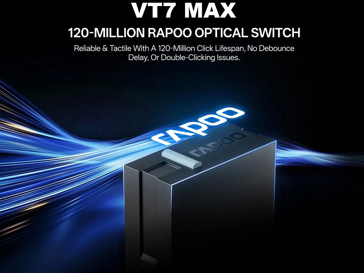 Rapoo VT7 MAX Wireless Gaming Mouse, True 8K Wireless Gaming Mouse, 53g Ultra-Lightweight, 30K DPI, 750-Hour Battery, Programmable Gaming Mouse
