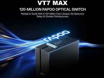 Rapoo VT7 MAX Wireless Gaming Mouse, True 8K Wireless Gaming Mouse, 53g Ultra-Lightweight, 30K DPI, 750-Hour Battery, Programmable Gaming Mouse