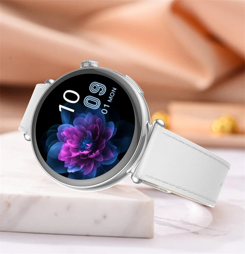 New 1.32inch Smart Watch For Women Health ECG Health Lady Watches Full Touch Screen Call Custom Dial Diamond Strap Smartwatch