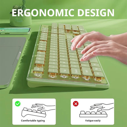 Teclado EWEADN V3 com Fio Silencioso para Escritório e Gaming, Design de Teclas Film, Ergonómico, para Windows/Portátil/PC/Desktop, Acessório de E-sports