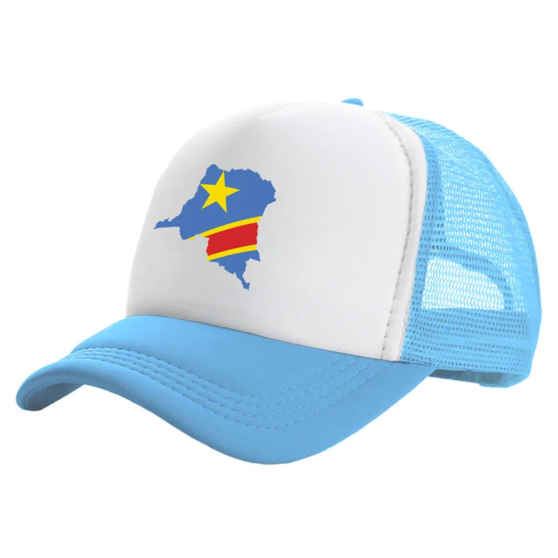 Democratic Congo Trucker Cap Men Democratic Republic of the Congo Hat Baseball Cap Cool Summer Unisex Mesh Net Caps