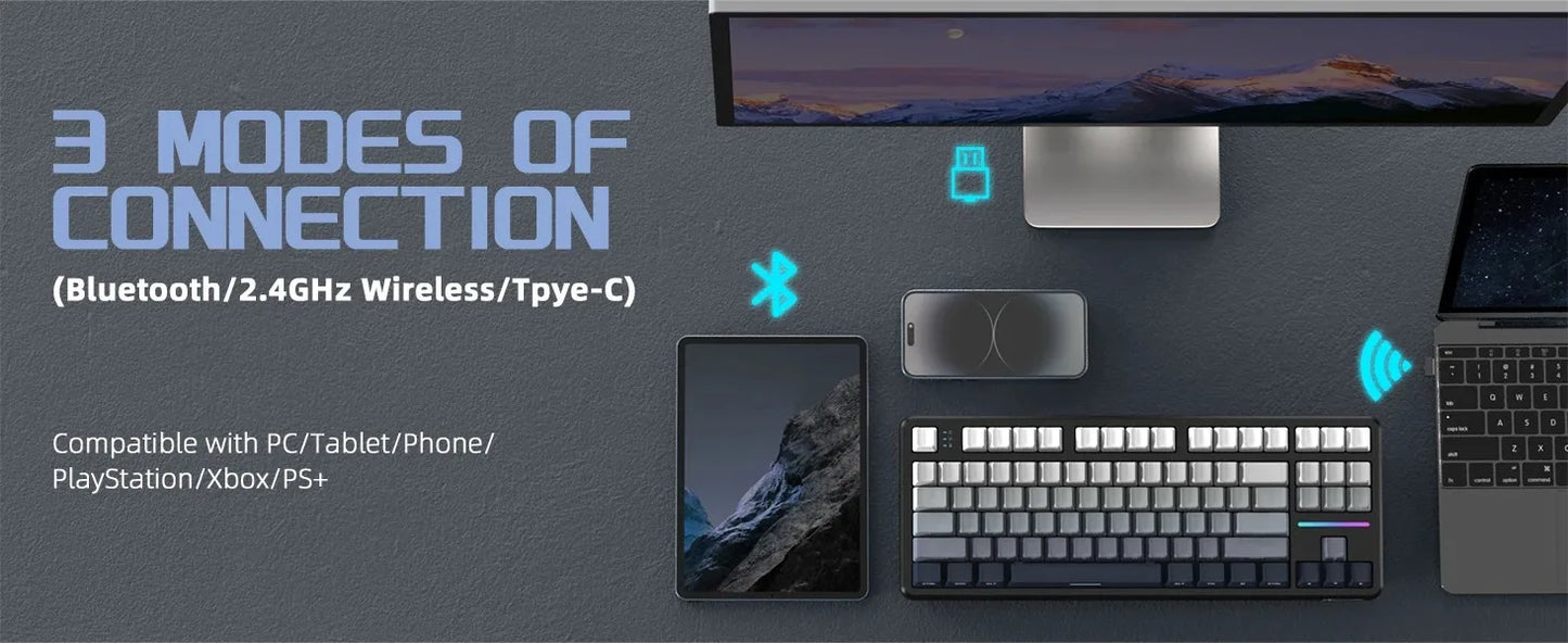 ATTACK SHARK X87 Wireless Mechanical Gaming Keyboard Tri-Mode BT5.0/2.4G/USB-C Gasket Hot Swappable Custom Keyboard Pre-lube