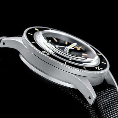 50-Fathoms Retro Black 40mm Double Domed Sapphire Automatic Miyota 8215 Movement Men Watch 20ATM Green Luminous Ceramic Bezel