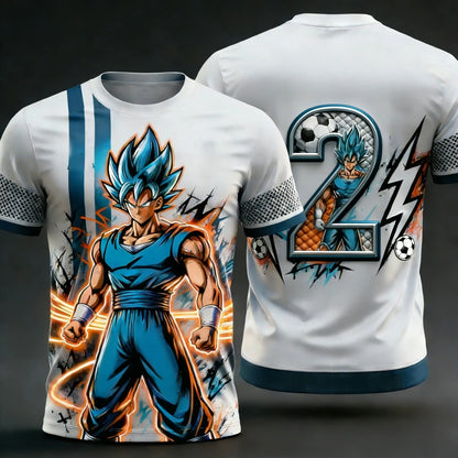2026 Summer New Adult Men's Dragon Ball Goku 3D Printed Special Football Jersey Numbers 1 To 10 Kids Anime T-Shirt Unisex Y2k