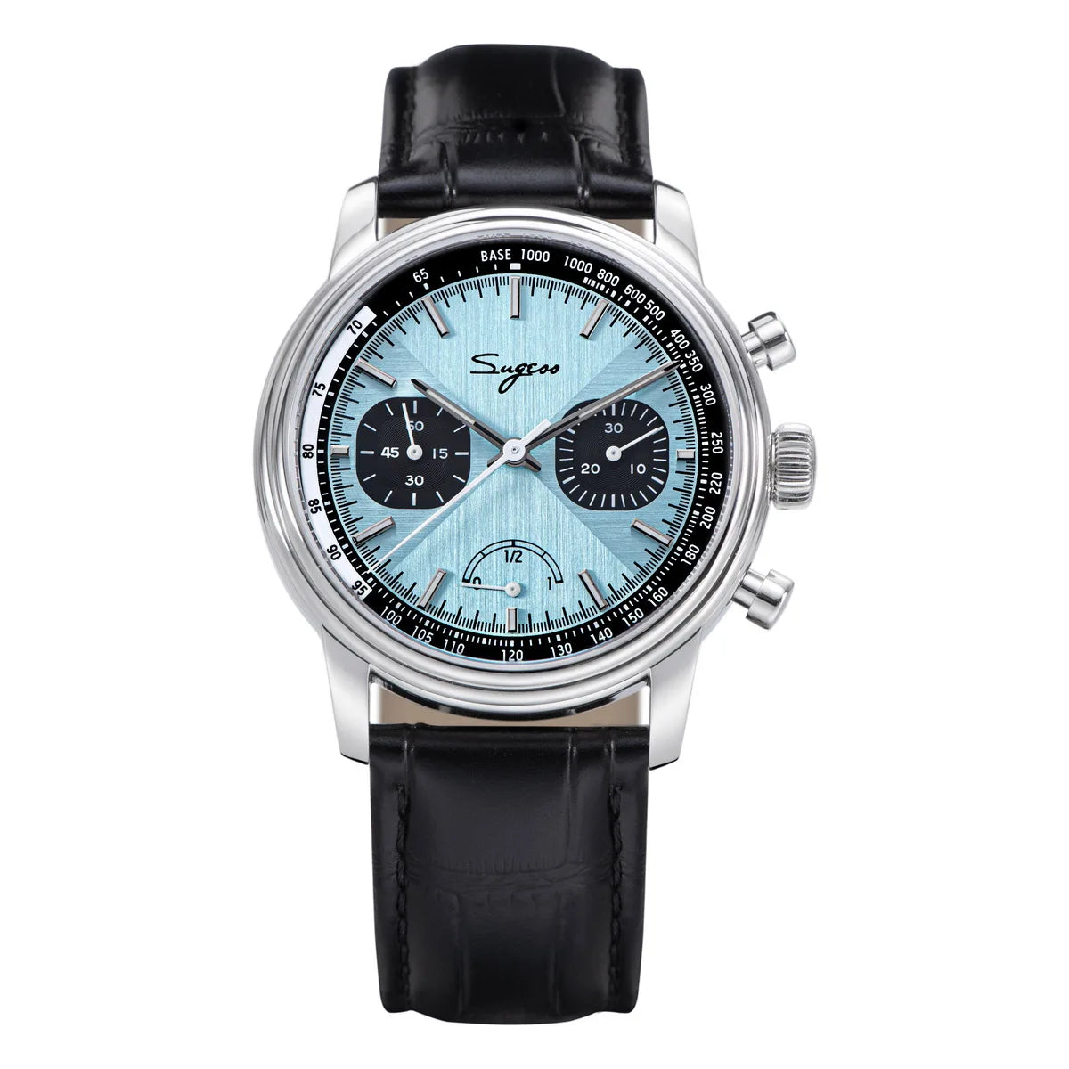 Sugess Watch of Men Pilot 1963 Wristwatches ST1906 Chronograph Handwind Movement Domed Sapphire Waterproof PowerReserve Lume V2
