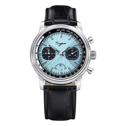 Sugess Watch of Men Pilot 1963 Wristwatches ST1906 Chronograph Handwind Movement Domed Sapphire Waterproof PowerReserve Lume V2