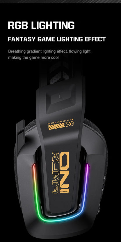 Auscultadores Gaming Sem Fios ONIKUMA GT828 Bluetooth 5.3 RGB com Microfone, Cancelamento de Ruído e Ligação em 4 Modos para PC, PS5 e Portátil