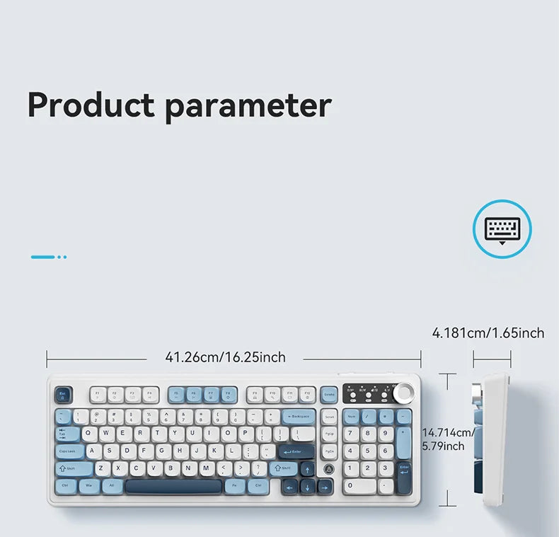 Teclado AJAZZ AF98 com/sem fios, sensação mecânica, para escritório, bateria de longa duração, três modos, iluminação mista RGB, teclas em ABS, ergonómico