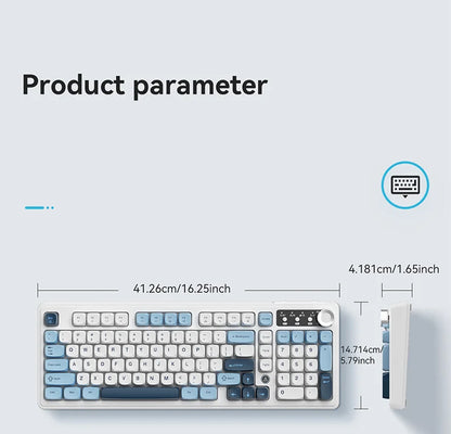 Teclado AJAZZ AF98 com/sem fios, sensação mecânica, para escritório, bateria de longa duração, três modos, iluminação mista RGB, teclas em ABS, ergonómico