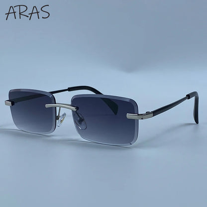 Rimless Rectangle Sunglasses Women 2026 Luxury Designer Fashion Retro Metal Sun Glasses Trendy Y2K Shades Small Frame Eyewear