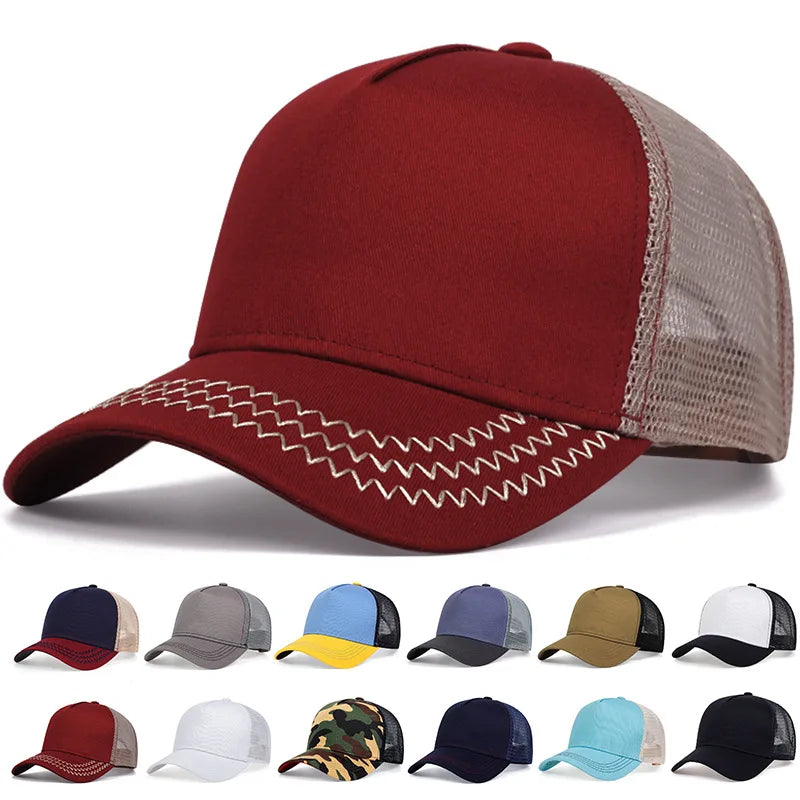 Simple basic baseball cap for men and women outdoor solid color light plate cap summer shade breathable net hat