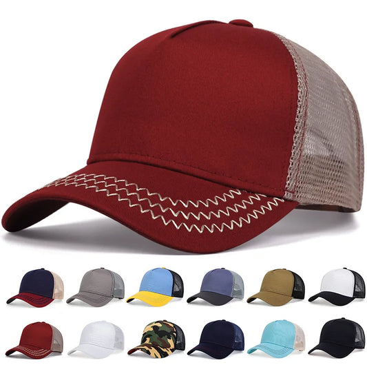 Simple basic baseball cap for men and women outdoor solid color light plate cap summer shade breathable net hat