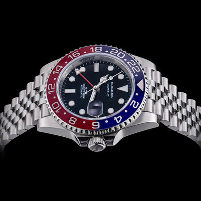 Sugess GMT Diving Watch of Men Automatic Mechanical Waterproof Wristwatches Peacock SL3032 Movement Ceramic Bezel Jubille Band