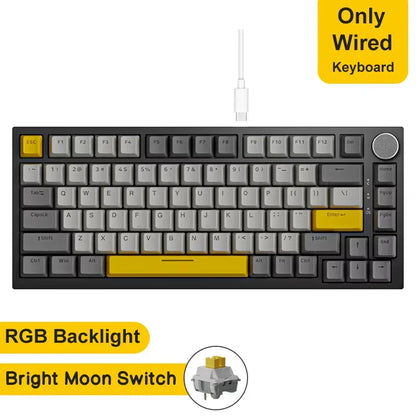 AJAZZ AK820 Mechanical Keyboard Hot-Swappable 82-Key Wired Keyboard with Rotary Volume Knob for Office, Gaming & Home