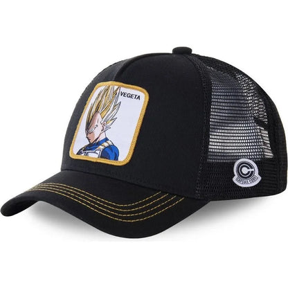 Dragon Ball Buu Goku sapka Nyári utazós csúcsos sapka Férfi hímzett hip-hop stílusú napellenzős állítható trucker hálós sapka