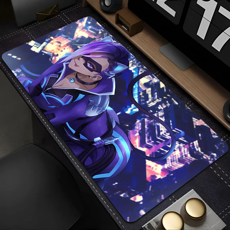 PC pelės kilimėlis Overwatch Sombra Sexy, nešiojamojo kompiuterio pelės kilimėlis, violetinis Kawaii anime merginos klaviatūros kilimėlis, žaidimų aksesuarai, žaidėjo stalo pelės kilimėlis