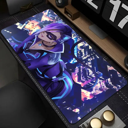 PC pelės kilimėlis Overwatch Sombra Sexy, nešiojamojo kompiuterio pelės kilimėlis, violetinis Kawaii anime merginos klaviatūros kilimėlis, žaidimų aksesuarai, žaidėjo stalo pelės kilimėlis