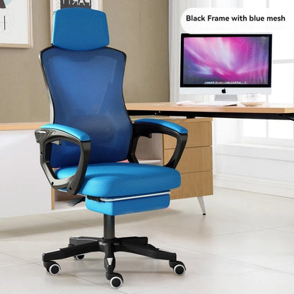 High Density Mesh Office Chair with Footrest, Ergonomic Home Office Chair, Adjustable Executive Swivel Chair with Comfortable Foam Seat