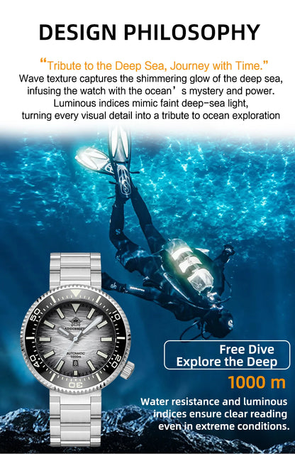 ADDIESDIVE new men's watch sapphire gradient dial BGW9 luminous Japanese 8215 mechanical watch 1000m waterproof watch AD2545