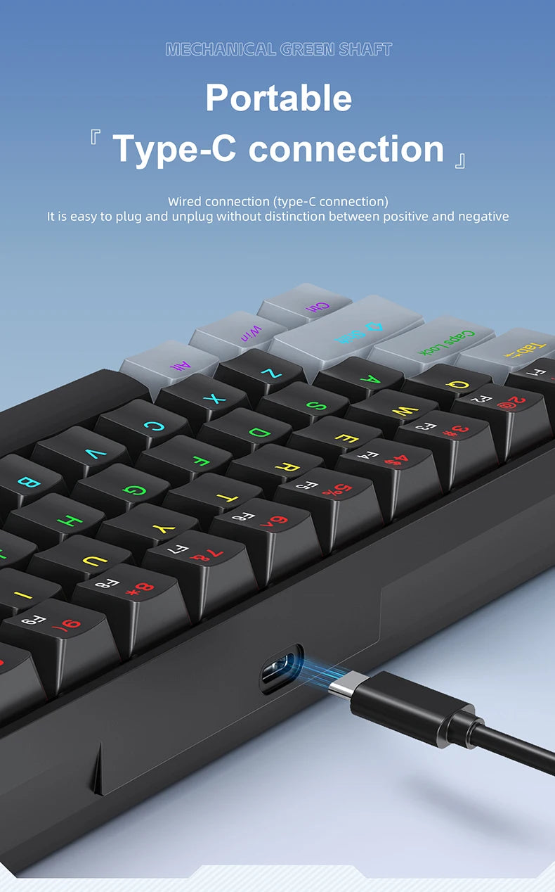 Teclado mecânico mini APAYADO K61, com fio, 61 teclas, Phantom RGB, interruptor mecânico vermelho/azul preto/branco para gaming, 60% portátil