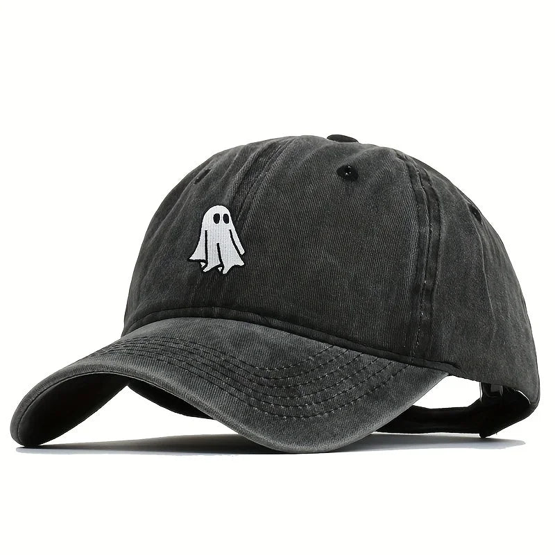 Halloween Embroidered Baseball Hat with Cute Ghost Pattern Simple Style Suitable for Men and Women