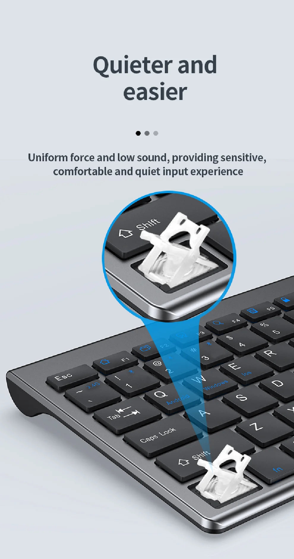 Conjunto de teclado e rato sem fios JOMAA Bluetooth e USB 2.4G para portátil, computador e iPad, combo recarregável e silencioso
