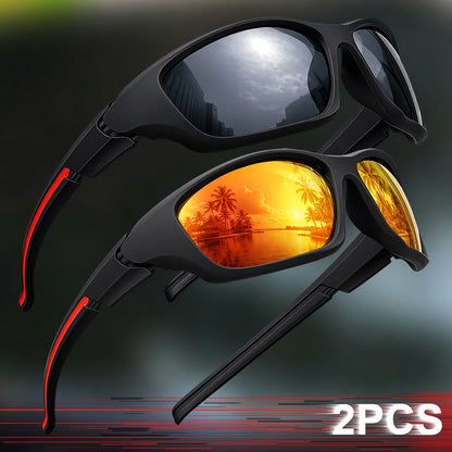 2pcs Advanced Cool Fantasy Polarized Surround Fashion Sunglasses,Men's and Women's Outdoor Sports,Cycling,Fishing,Hiking,Golf