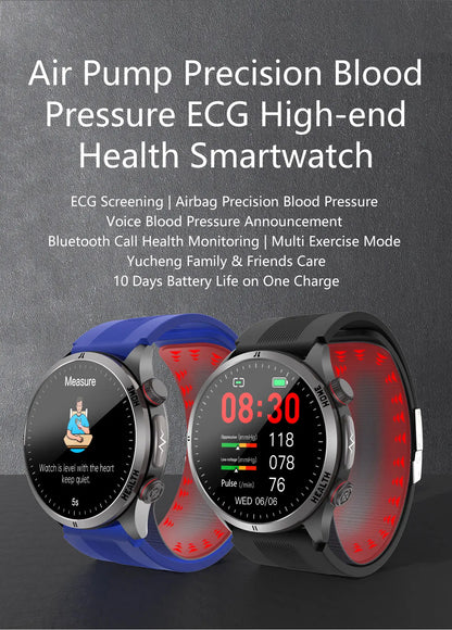 2026New Blood Pressure Air Pump Airbag Accurate Measure Smart Watch Men Micro Physical Examination Health ECG Smartwatch NFC BOX